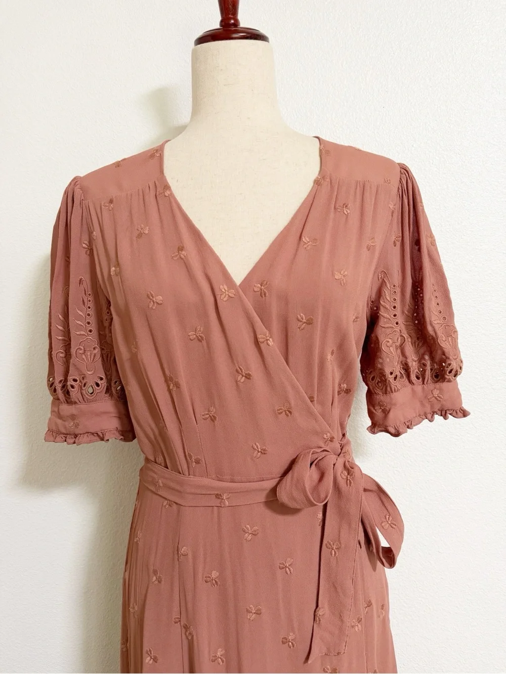 Reformation Annalise Embroidered Floral Wrap Midi Dress - Picture 5 of 15